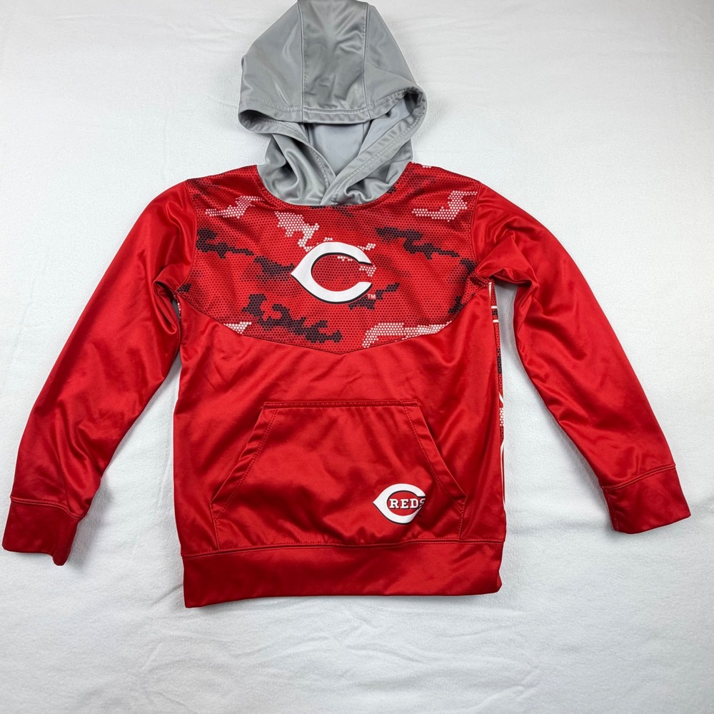 MLB Cincinnati Reds Youth Small Hoodie Red Camo Baseball Sweatshirt Kids